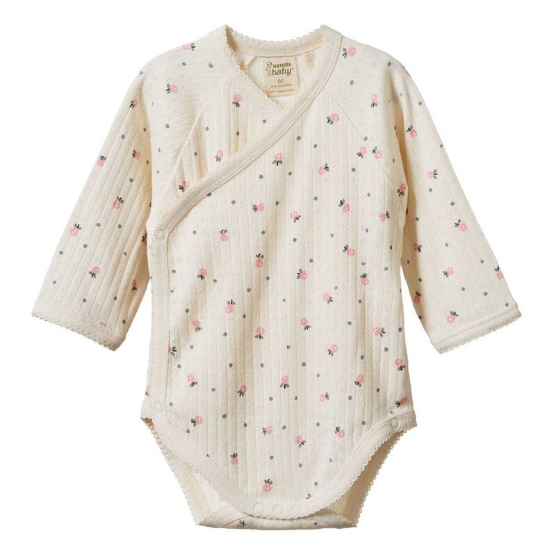 Nature Baby Long Sleeve Kimono Bodysuit Pointelle image number 0